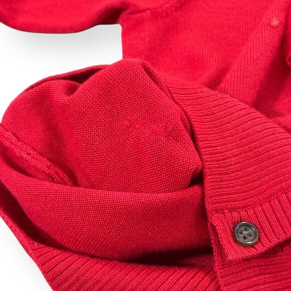 Banana Republic Floral Embellished Red Cardigan Merino Wool Blend SP Holiday - Picture 11 of 11